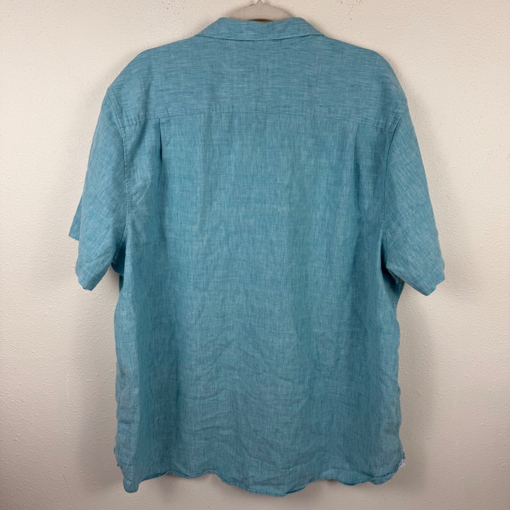 Tommy Bahama Mens XXL Aqua Teal Linen Blend‎ Short Sleeve Button Front Shirt - Picture 2 of 11